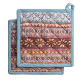 Maison d'Hermine manoplas de horno 8x8 con patrón Fair Isle para mesa festiva.