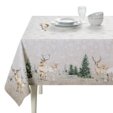 Maison d'Hermine mantel rectangular con acuarela de ciervos en bosque para cenas festivas.
