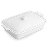 Cazuela MALACASA de cerámica blanca con tapa, ideal para hornear y servir