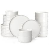 MALACASA Leah: platas de cena en blanco, presentación limpia y moderna para la mesa.
