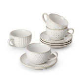 MALACASA tazas cappuccino con relieve 6oz, perfectas para cappuccino en casa.
