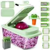 MAMICOOKER Cortador de verduras con 8 hojas para picar rápido y uniforme.