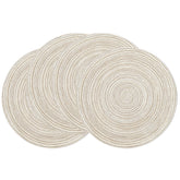 Manteles SHACOS en marfil; set de 4 manteles redondos y trenzados para la mesa.