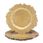 MAONAME placa cargadora dorada con patron coral redonda para mesa elegante.