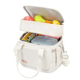 MAPLELILY bolsa-almuerzo doble niveles beige para uso diario en el trabajo.