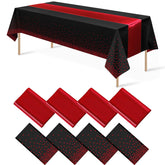 Mantel Mashan de 8 piezas con puntos negro rojo, ideal para fiestas