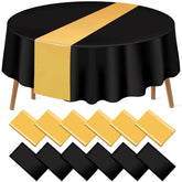MASHAN cinta satin negro dorado, enfoque elegante para decorar mesas