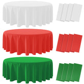 Mantel Mashan redondo navideño de 84 pulgadas para una mesa festiva.