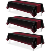 Mantel plástico negro con detalles granate de MASHAN para fiestas, protección de la mesa