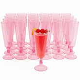 MATANA copas de champán plástico con brillo rosa, ideales para brindis elegantes.