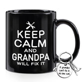 Taza Maustic para Abuelo con el mensaje Mantén la Calma, ideal para café diario.