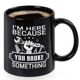Taza Maustic Mecánico vista frontal, ideal para café matutino en casa o taller.