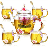 Tetera floral Maxdot de 1500 ml, ideal para reuniones familiares.