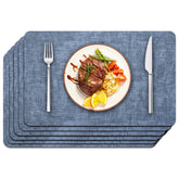 Manteles Maxpearl de cuero sintético azul, 6 piezas, protege la mesa durante las comidas.