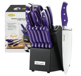 Conjunto McCook MC27 de 14 piezas en bloque de madera violeta para almacenar la cocina.