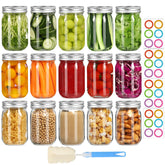 Frascos McUpper Mason de cristal 16 onzas con tapas aireadas para conservar frescura.