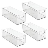 Organizador mDesign apilable con asas, transparente y ideal para la cocina.