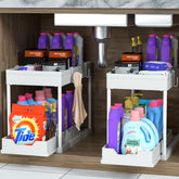 MEAFBIRD organizador bajo lavabo con cestas deslizantes para optimizar espacio.