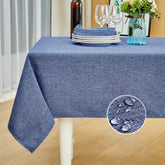 Mantel rectangular Mebakuk en denim azul, protección elegante y fácil limpieza para la mesa.