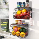 Mefirt frutero apilable con tapa de madera para ahorrar espacio en la cocina.