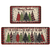 MEHOFOND alfombra Navidad, patrón cuadros bufalo rojo para cocina, protege el piso.