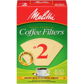 Melitta 622752 filtros cono natural para 2-6 tazas, filtrado limpio y sin desbordes
