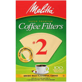 Melitta filtro cono #2 marron natural, 100 un, para preparación rápida de café.