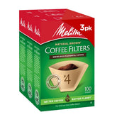 Melitta filtro cono natural marrón, 100 unidades, listo para uso diario en tu cafetera.