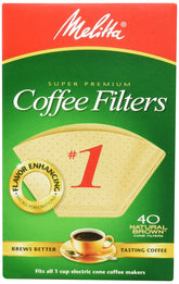 Melitta filtro cono natural marrón tamaño 1 para café limpio y suave.