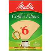 Filtros Melitta cono seis natural marrón, 40 unidades, extracción estable para café.