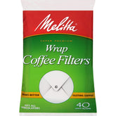 Melitta filtros para percoladora con envoltura blanca, 40 piezas, filtración limpia.