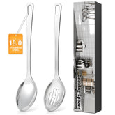 MemoGem conjunto de cucharas para cocina, dos piezas, acero inoxidable duradero, alta calidad