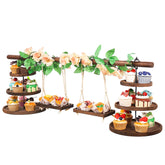 MEPIG soporte tartas tres niveles de madera, ideal para cupcakes y exhibición elegante.