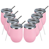 MEWAY tumbler vino 12oz con tapa rosa, mantiene frío por horas.