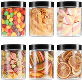 Mfacoy tarros plásticos transparentes 16oz con tapa hermética, ideal para guardar alimentos secos.