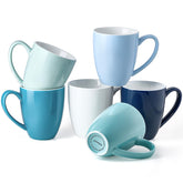 Mfacoy tazas cafe porcelana azul 13 oz con mango cómodo para uso diario