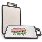 Tabla de corte doble de MFC MART en acero inoxidable para carnes y verduras.