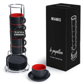 MIAMIO set de tazas espresso 6 piezas con platillos, ideal para desayunos elegantes.