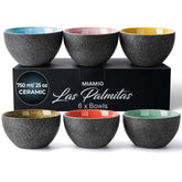 MIAMIO Las Palmitas tazones cerámicos 25 oz aptos para microondas, ideales para cereales.