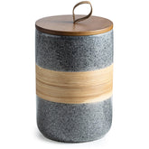 Recipientes cerámicos Miamolo con tapa de madera, almacenamiento seguro de alimentos.