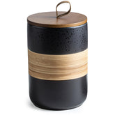 Frente de los frascos ceramicos Miamolo negros 61oz para especias.