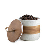 Jarra cerámica Miamolo con tapa blanca 18oz para almacenamiento higiénico de alimentos.