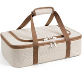 MIAOJIE porta cazuelas aislada beige, fácil de transportar para comidas en casa y al aire libre.