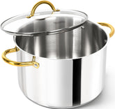 MICHELANGELO Olla acero inoxidable 10 qt con tapa, ideal para cocinar grandes porciones.