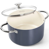 MICHELANGELO Olla de cerámica 6Qt con tapa de vidrio para monitorear la cocción.
