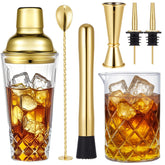 Mifoci coctelera de vidrio 14oz dorada para batidos suaves y resultados profesionales