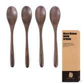 Cucharas MIGAKU HOME de nogal negro, 4 piezas, ideales para comer sopa con sabor natural