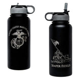 Military Gift Shop USMC botella frente, grabado permanente y uso diario seguro.