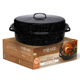 Millvado asadera granito con tapa oval de 19 pulgadas, distribución de calor uniforme.