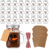 Tarro Mason mini Mimorou de 4 oz con asa y diseño de muñeco de nieve para regalos festivos